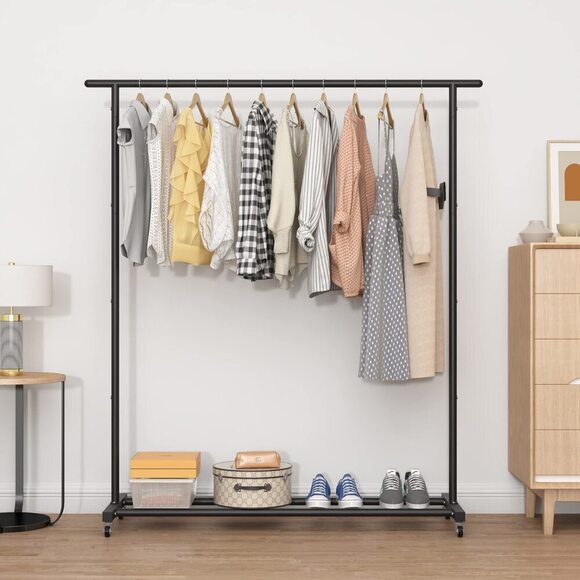 Buzowruil Clothing Rack Clothes Rack Standard Rod Simple Rolling Metal Garment R - Picture 4 of 6